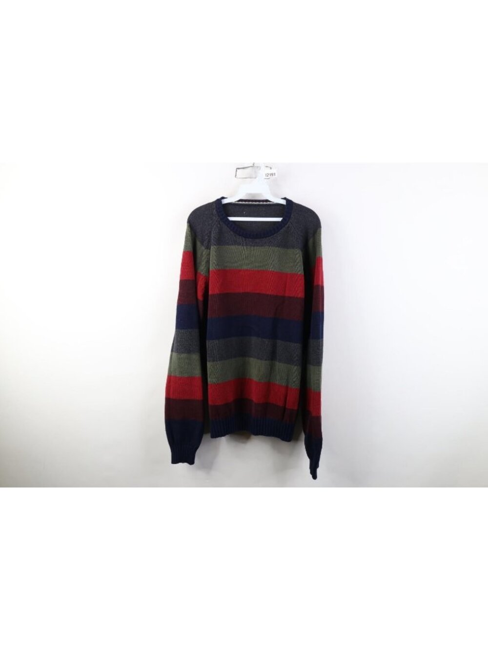 Vintage 90s Streetwear Mens XL Faded Striped Color Block Knit Crewneck Sweater